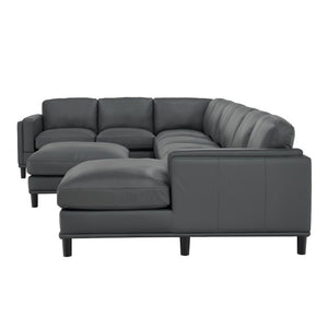 English Elm Coffee-Bean Curved Sectional Sofa with Organic Silhouette for Modern Living Rooms Dark Gray 174 L x 96 W x 34 H B2748S00252