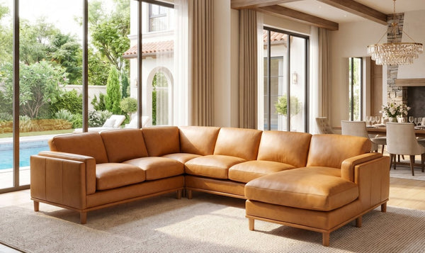 English Elm Coffee-Bean Curved Sectional Sofa with Organic Silhouette for Modern Living Rooms Ginger 122 L x 96 W x 34 H B2748S00253