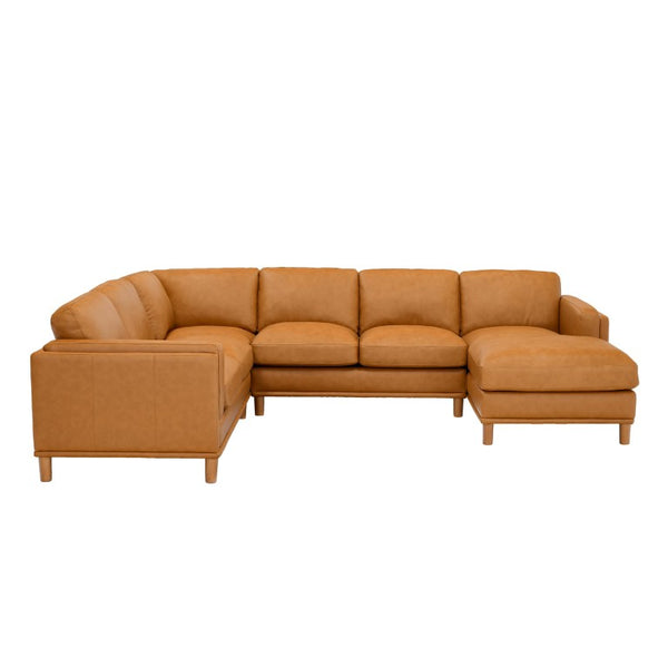 English Elm Coffee-Bean Curved Sectional Sofa with Organic Silhouette for Modern Living Rooms Ginger 122 L x 96 W x 34 H B2748S00253