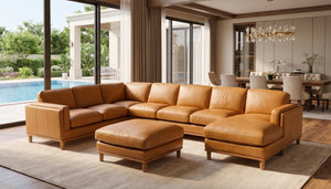 English Elm Coffee-Bean Curved Sectional Sofa with Organic Silhouette for Modern Living Rooms Ginger 148 L x 96 W x 34 H B2748S00254
