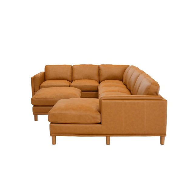 English Elm Coffee-Bean Curved Sectional Sofa with Organic Silhouette for Modern Living Rooms Ginger 148 L x 96 W x 34 H B2748S00254