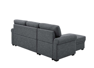English Elm 86 Inch Linen Blend Sectional Sleeper with Reversible Chaise and Hidden Storage B2748S00259