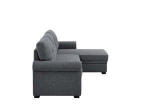 English Elm 86 Inch Linen Blend Sectional Sleeper with Reversible Chaise and Hidden Storage B2748S00259