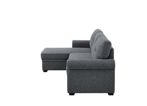 English Elm 86 Inch Linen Blend Sectional Sleeper with Reversible Chaise and Hidden Storage B2748S00259