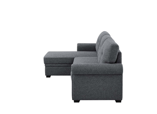 English Elm 86 Inch Linen Blend Sectional Sleeper with Reversible Chaise and Hidden Storage B2748S00259