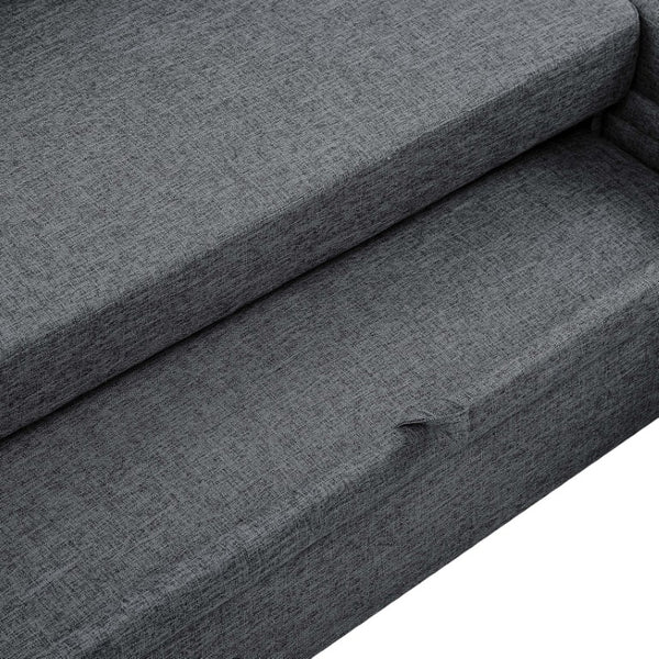 English Elm 86 Inch Linen Blend Sectional Sleeper with Reversible Chaise and Hidden Storage B2748S00259