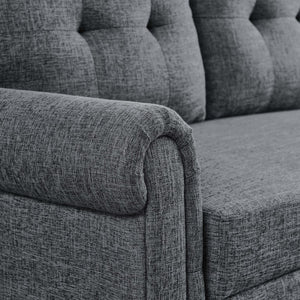English Elm 86 Inch Linen Blend Sectional Sleeper with Reversible Chaise and Hidden Storage B2748S00259