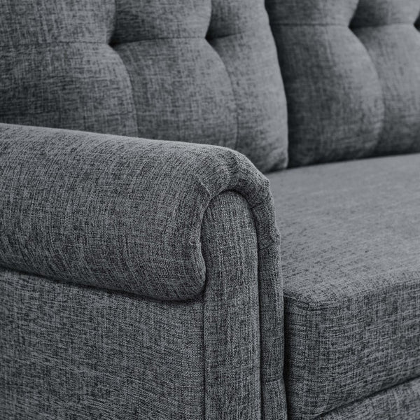 English Elm 86 Inch Linen Blend Sectional Sleeper with Reversible Chaise and Hidden Storage B2748S00259