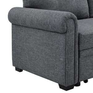 English Elm 86 Inch Linen Blend Sectional Sleeper with Reversible Chaise and Hidden Storage B2748S00259