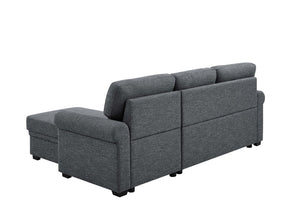 English Elm 86 Inch Linen Blend Sectional Sleeper with Reversible Chaise and Hidden Storage B2748S00259
