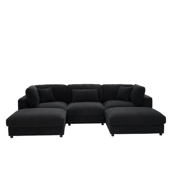 English Elm Corduroy Ribbed Modular Sectional Sofa for Spacious Living Room Comfort and Style B2748S00260