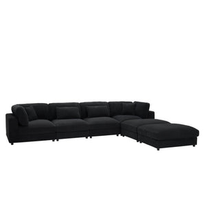 English Elm Corduroy Modular Sectional Sofa Textured Fabric Seating for Modern Living Rooms B2748S00261