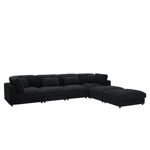 English Elm Corduroy Modular Sectional Sofa Textured Fabric Seating for Modern Living Rooms B2748S00261