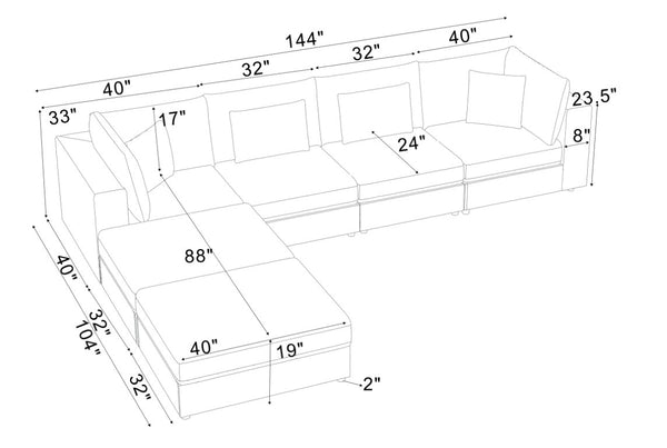 English Elm Corduroy Modular Sectional Sofa Textured Fabric Seating for Modern Living Rooms B2748S00261