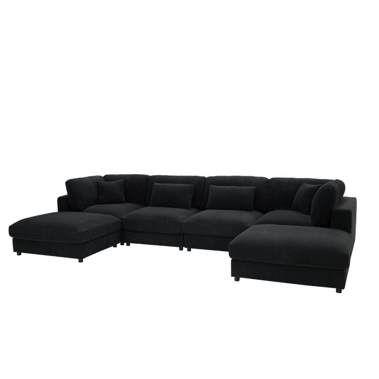 English Elm Corduroy Modular Sectional Sofa Textured Fabric Seating for Modern Living Rooms B2748S00261