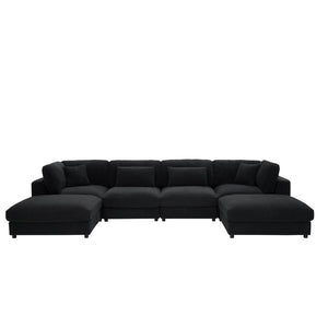 English Elm Corduroy Modular Sectional Sofa Textured Fabric Seating for Modern Living Rooms B2748S00261