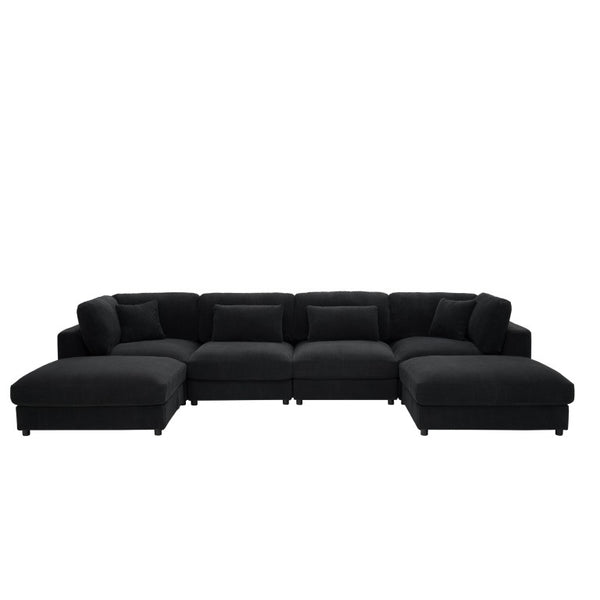 English Elm Corduroy Modular Sectional Sofa Textured Fabric Seating for Modern Living Rooms B2748S00261