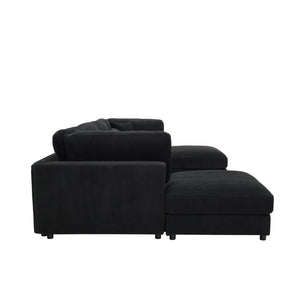English Elm Corduroy Modular Sectional Sofa Textured Fabric Seating for Modern Living Rooms B2748S00261