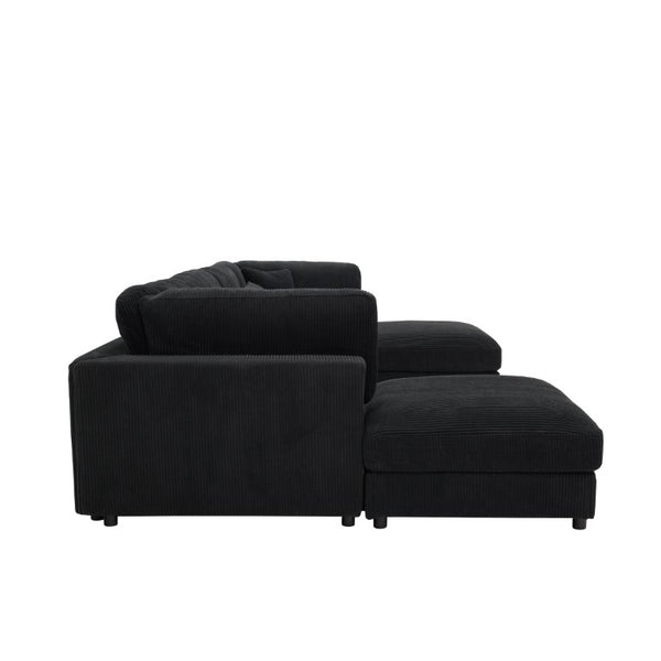 English Elm Corduroy Modular Sectional Sofa Textured Fabric Seating for Modern Living Rooms B2748S00261