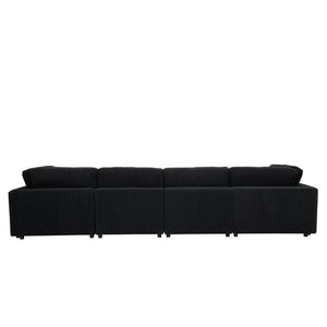 English Elm Corduroy Modular Sectional Sofa Textured Fabric Seating for Modern Living Rooms B2748S00261