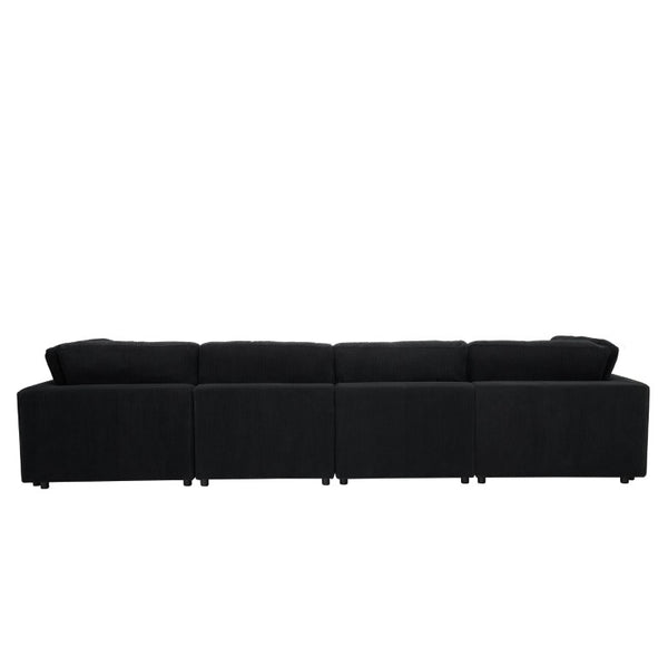 English Elm Corduroy Modular Sectional Sofa Textured Fabric Seating for Modern Living Rooms B2748S00261