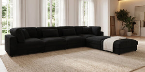 English Elm Corduroy Modular Sectional Sofa Textured Fabric Seating for Modern Living Rooms B2748S00261