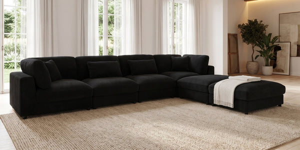 English Elm Corduroy Modular Sectional Sofa Textured Fabric Seating for Modern Living Rooms B2748S00261
