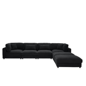 English Elm Corduroy Modular Sectional Sofa Textured Fabric Seating for Modern Living Rooms B2748S00261