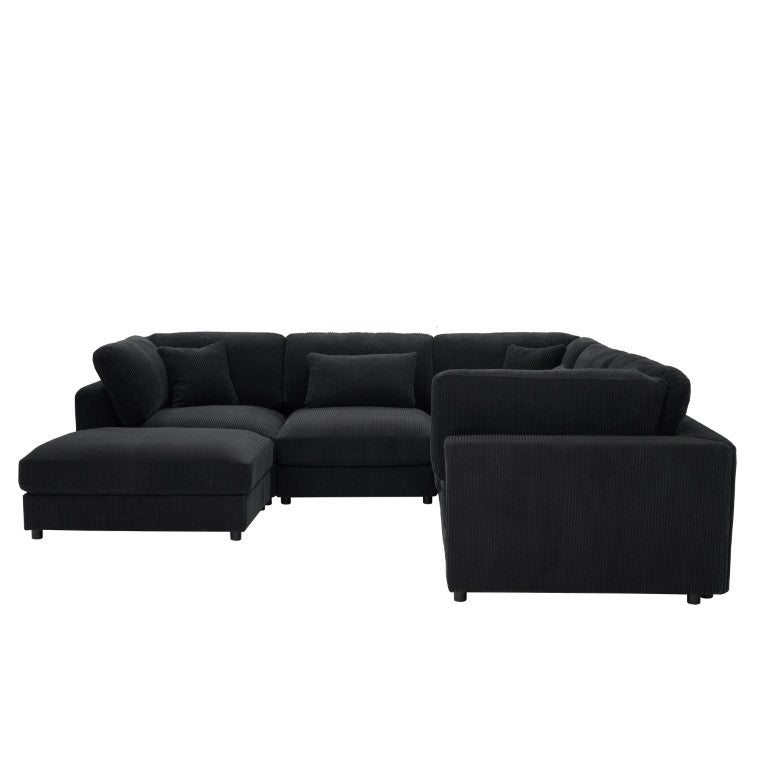 English Elm Corduroy Ribbed Modular Sectional Sofa with L Shaped Layout for Modern Living Rooms B2748S00262