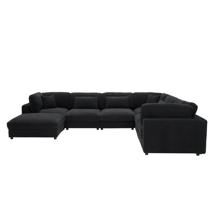English Elm Corduroy Modular Sectional with Textured Upholstery and Flexible Living Room Configuration B2748S00263