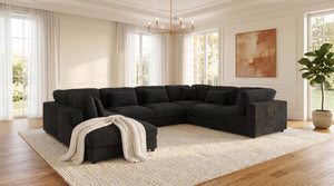 English Elm Corduroy Ribbed Modular Sectional Sofa for Open Concept Living Rooms with Custom Layout B2748S00264