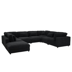 English Elm Corduroy Ribbed Modular Sectional Sofa for Open Concept Living Rooms with Custom Layout B2748S00264