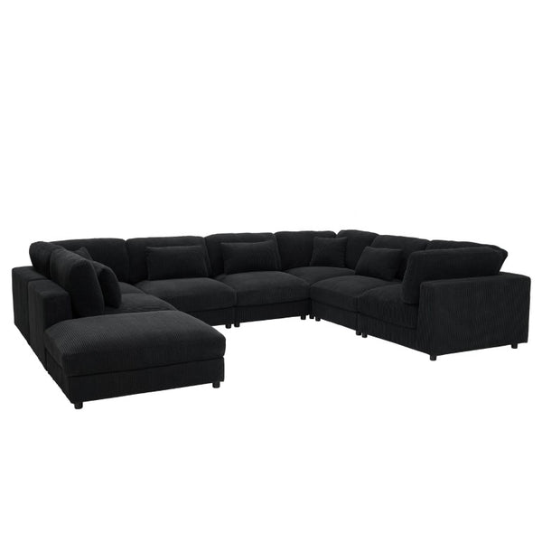 English Elm Corduroy Ribbed Modular Sectional Sofa for Open Concept Living Rooms with Custom Layout B2748S00264