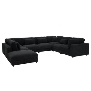 English Elm Corduroy Ribbed Modular Sectional Sofa for Open Concept Living Rooms with Custom Layout B2748S00264