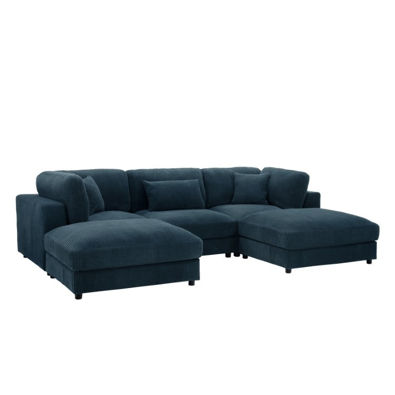 English Elm Corduroy Ribbed Upholstered Modular Sectional Sofa for Spacious Living Rooms B2748S00265