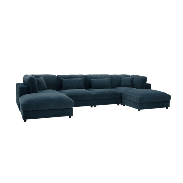 English Elm Corduroy Modular Sectional Sofa Textured Fabric Seating for Stylish Living Rooms B2748S00266