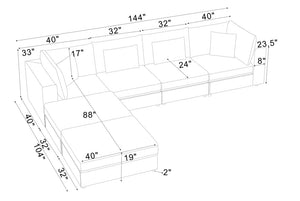 English Elm Corduroy Modular Sectional Sofa Textured Fabric Seating for Stylish Living Rooms B2748S00266