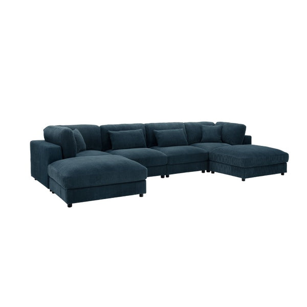English Elm Corduroy Modular Sectional Sofa Textured Fabric Seating for Stylish Living Rooms B2748S00266