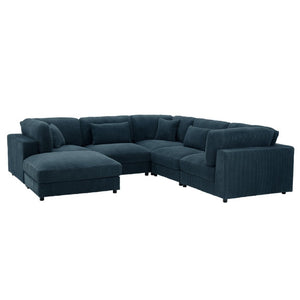 English Elm Corduroy Ribbed Modular L-Shaped Sectional Sofa for Cozy Contemporary Living Rooms B2748S00267