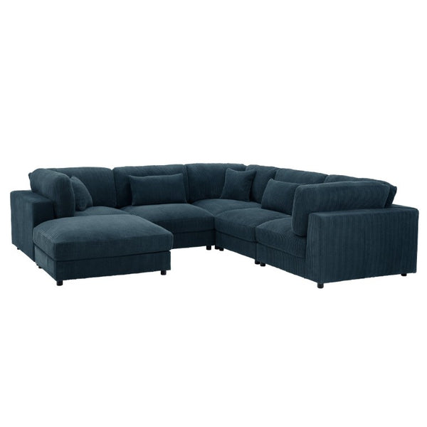 English Elm Corduroy Ribbed Modular L-Shaped Sectional Sofa for Cozy Contemporary Living Rooms B2748S00267