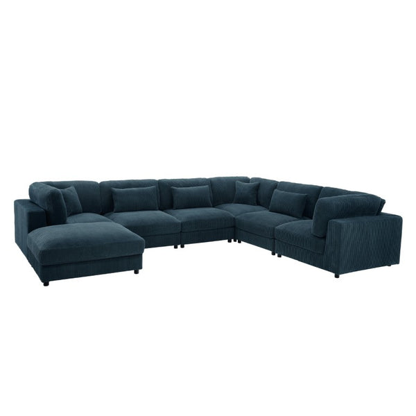 English Elm Corduroy Modular Sectional with Ridged Texture and Flexible Living Room Configuration B2748S00268