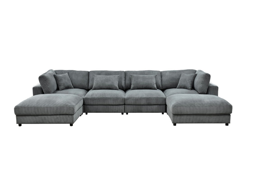 English Elm Corduroy Modular Sectional Sofa with Textured Upholstery for Cozy Living Rooms B2748S00271