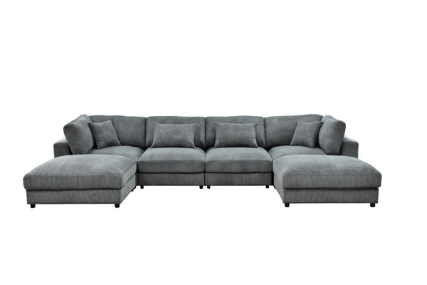 English Elm Corduroy Modular Sectional Sofa with Textured Upholstery for Cozy Living Rooms B2748S00271