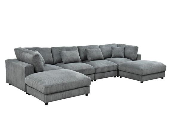 English Elm Corduroy Modular Sectional Sofa with Textured Upholstery for Cozy Living Rooms B2748S00271
