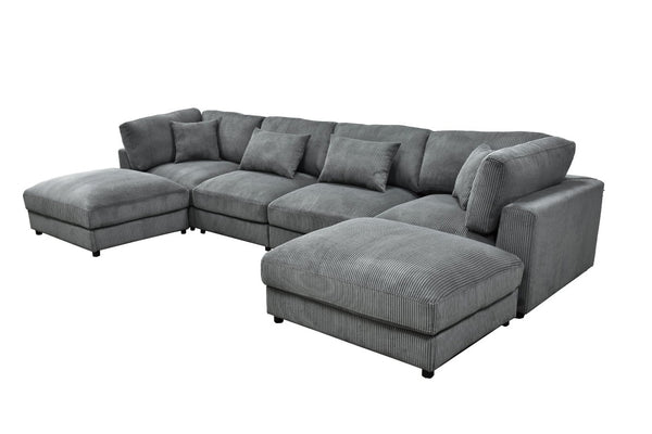 English Elm Corduroy Modular Sectional Sofa with Textured Upholstery for Cozy Living Rooms B2748S00271