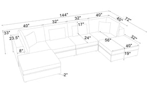 English Elm Corduroy Modular Sectional Sofa with Textured Upholstery for Cozy Living Rooms B2748S00271