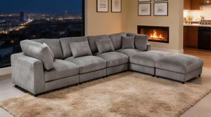 English Elm Corduroy Modular Sectional Sofa with Textured Upholstery for Cozy Living Rooms B2748S00271