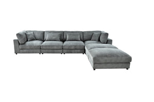 English Elm Corduroy Modular Sectional Sofa with Textured Upholstery for Cozy Living Rooms B2748S00271