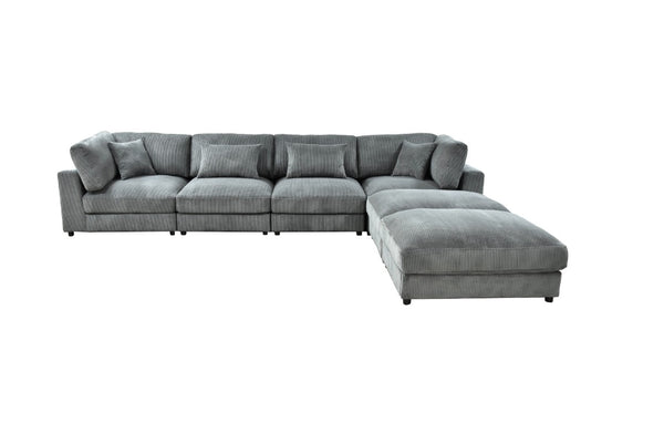 English Elm Corduroy Modular Sectional Sofa with Textured Upholstery for Cozy Living Rooms B2748S00271