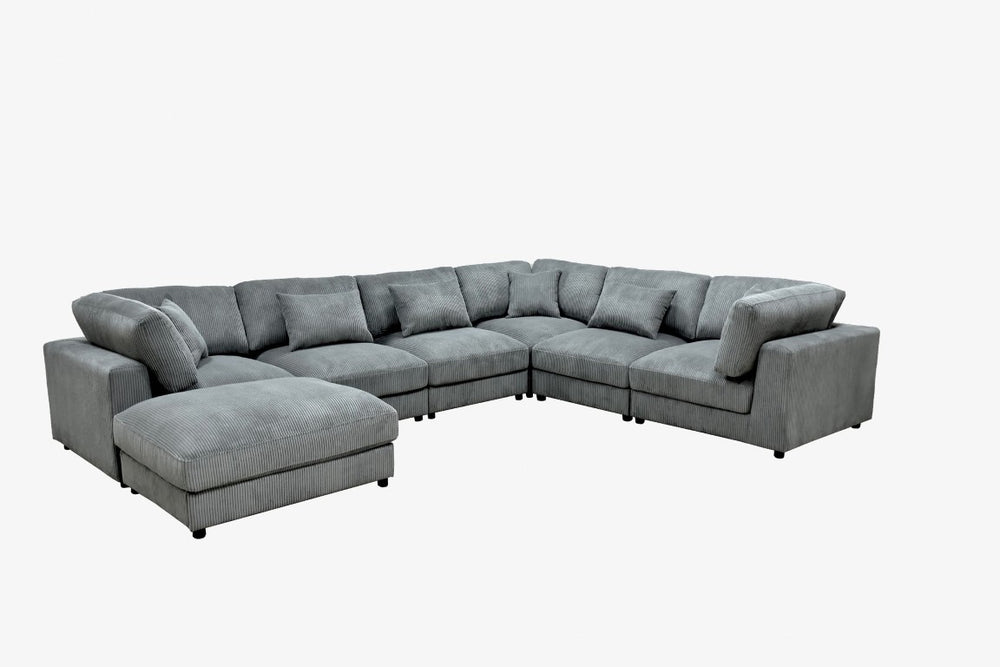 English Elm Corduroy Modular Sectional with Ridged Texture for Flexible Open Plan Living Rooms B2748S00273